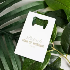 Bridal party card bottle opener