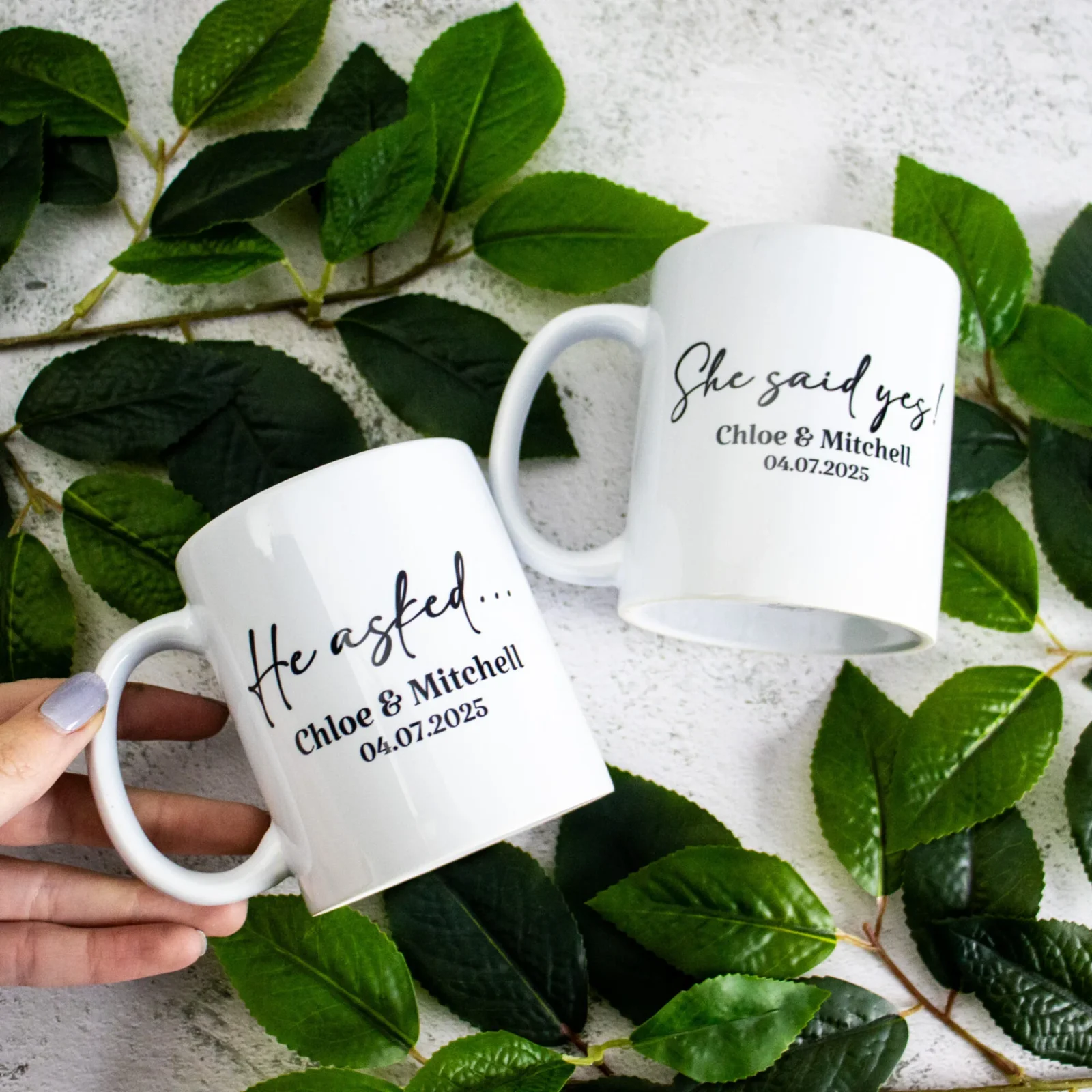 Couples Engagement Coffee Mug Set of 2