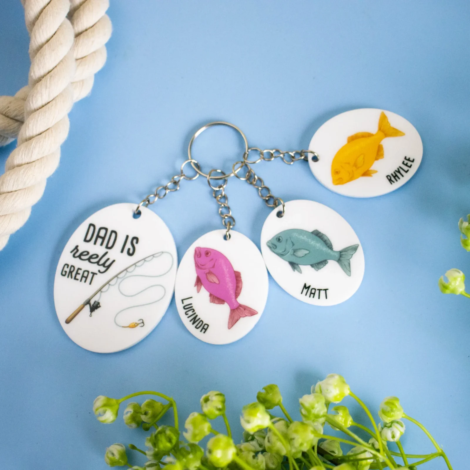 Dad Is Reely Great Family Keychain