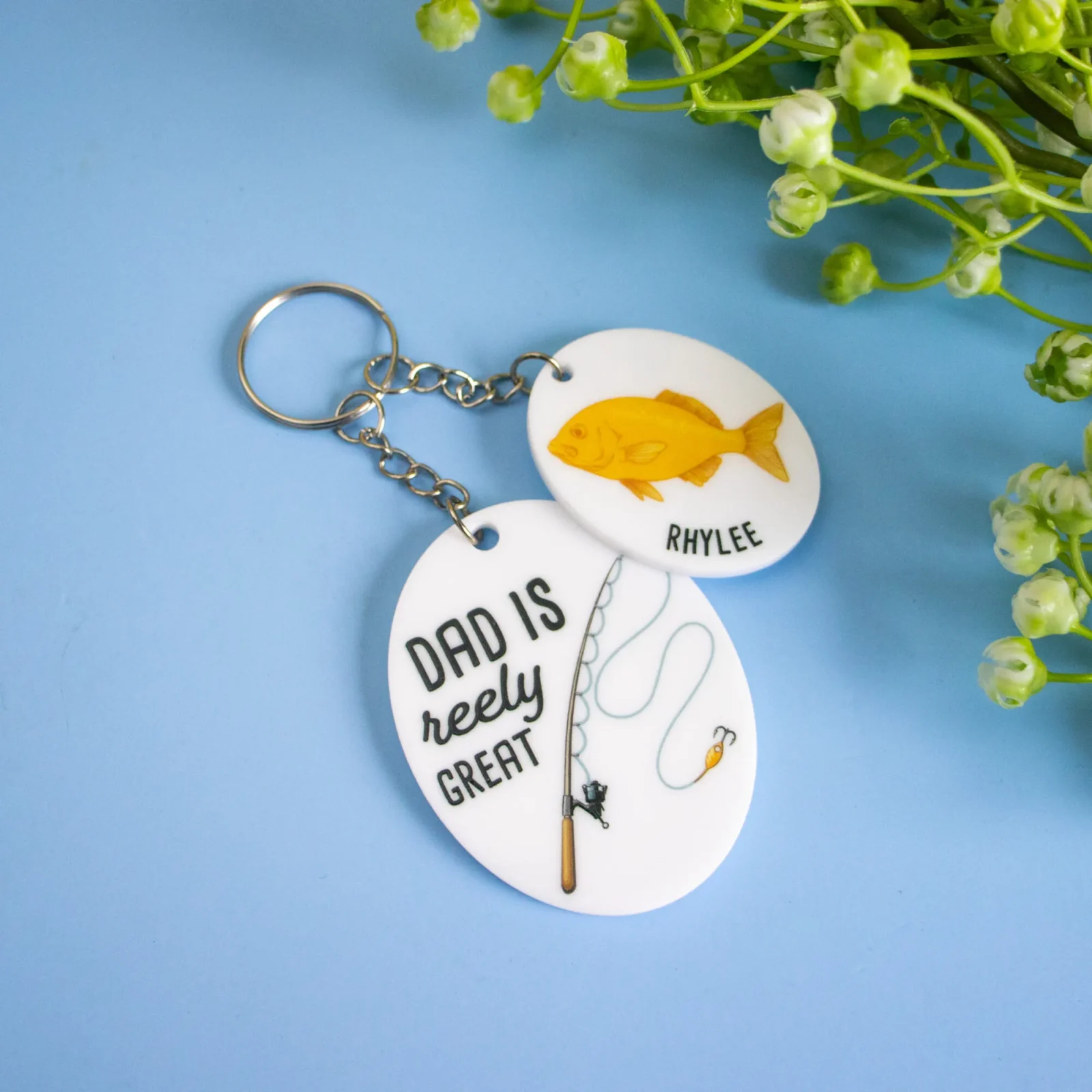 Dad Is Reely Great Family Keychain