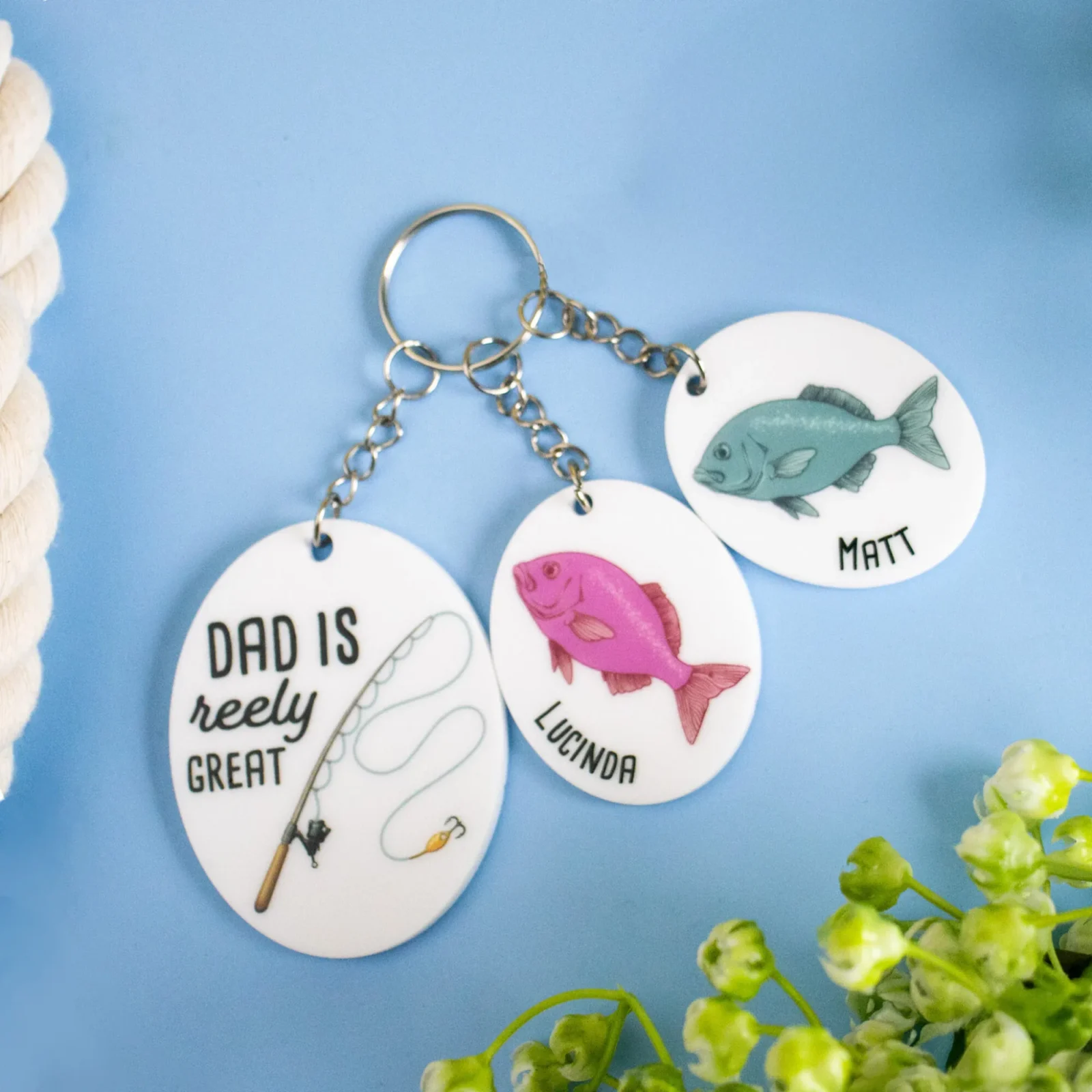 Dad Is Reely Great Family Keychain