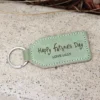 Father's Day Green Leatherette Keychain