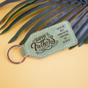 Father's day green leatherette keychain