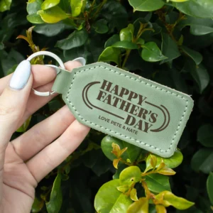 Father's day green leatherette keychain
