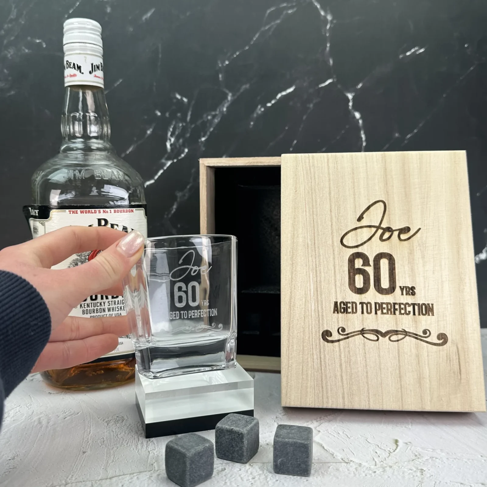 Birthday Boxed Scotch Glass Set with Whiskey Stones