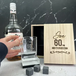 Birthday Boxed Scotch Glass Set with Whiskey Stones