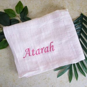 Knitted Baby Blanket Embroidered with Name