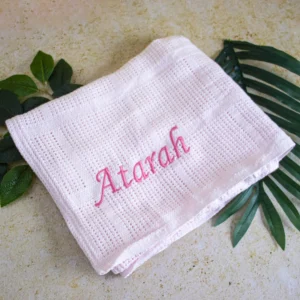 Knitted Baby Blanket Embroidered with Name