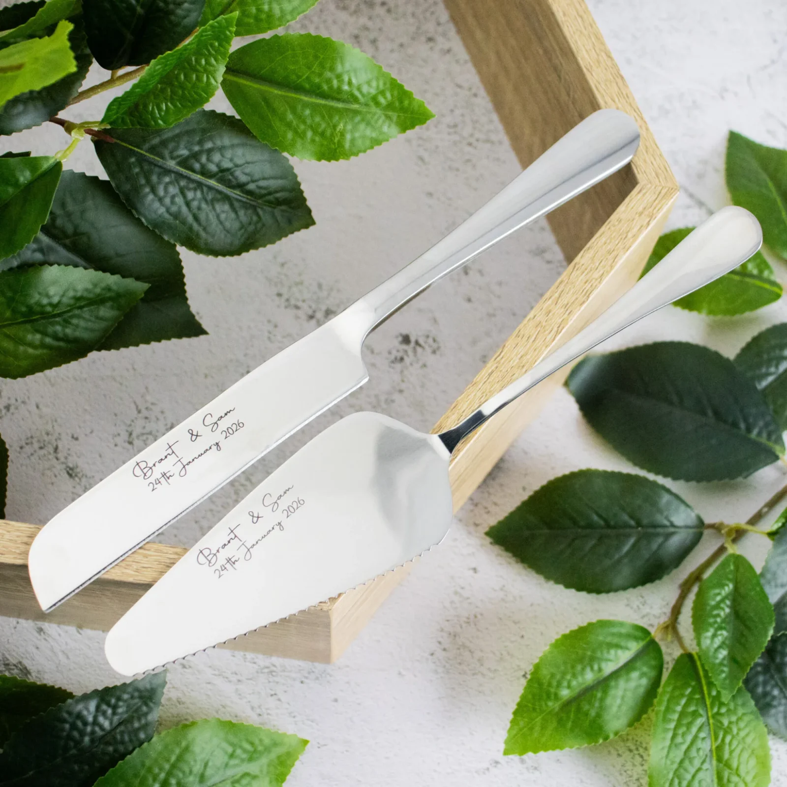 Personalised Engraved Wedding Knife and Server Set