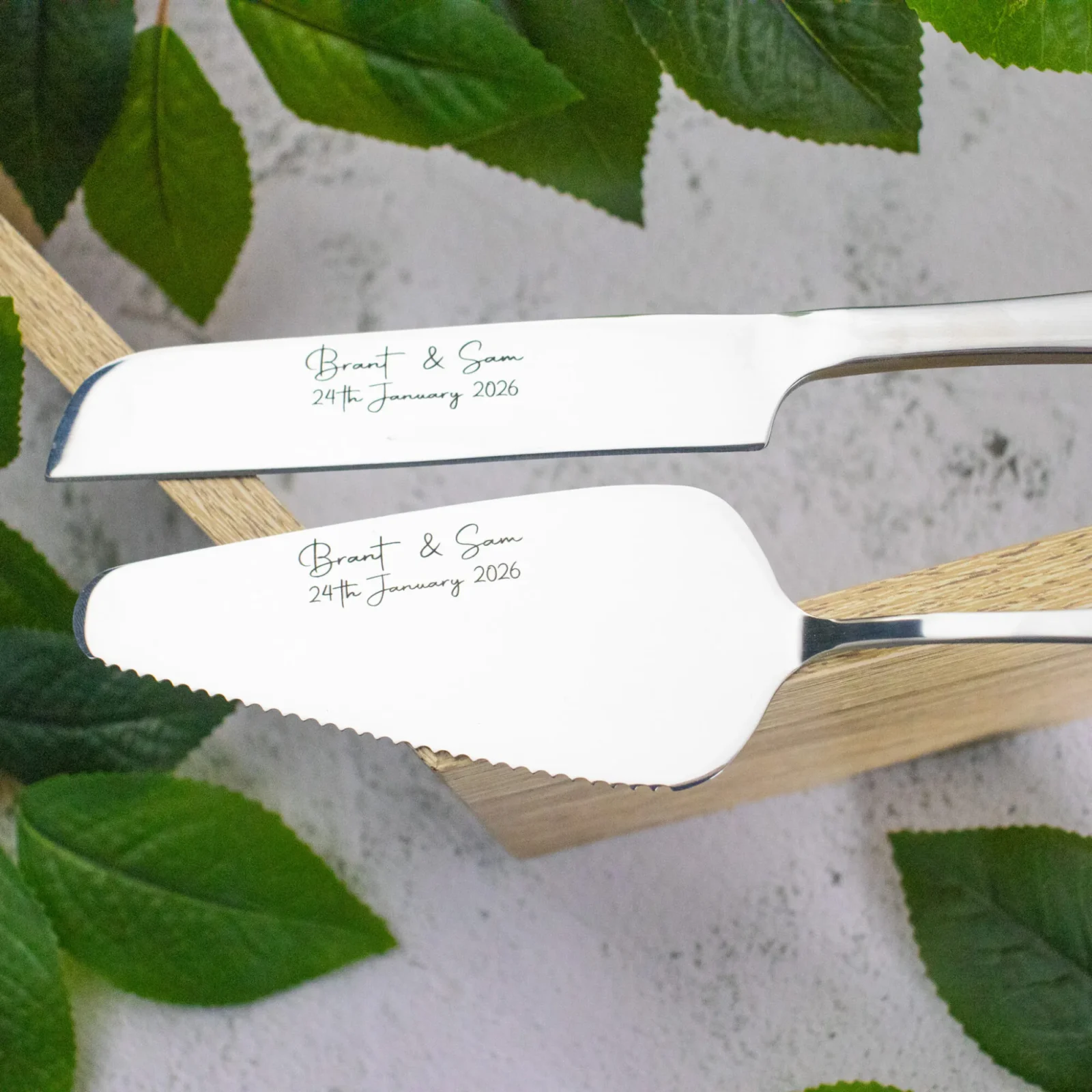 Personalised Engraved Wedding Knife and Server Set