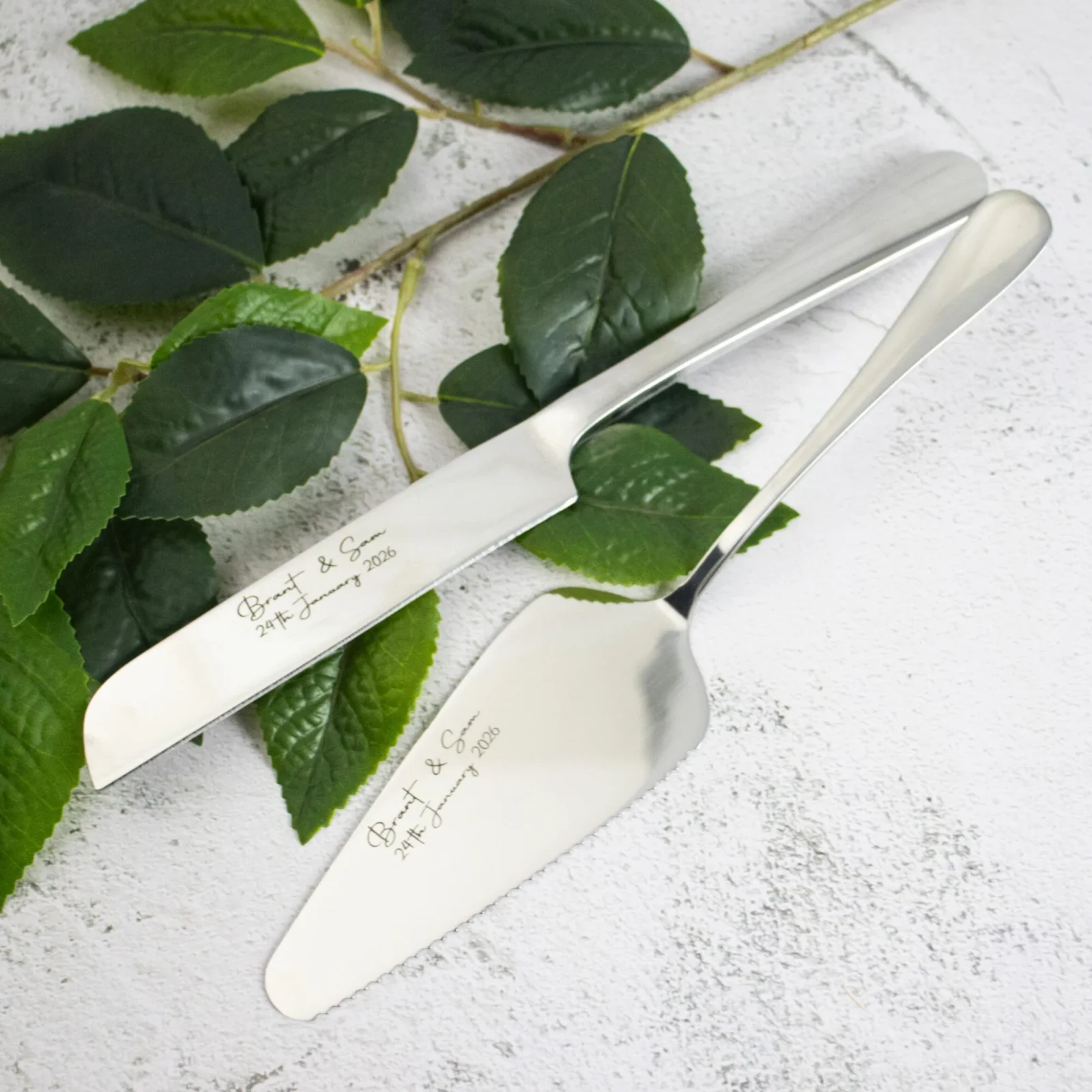 Personalised Engraved Wedding Knife and Server Set