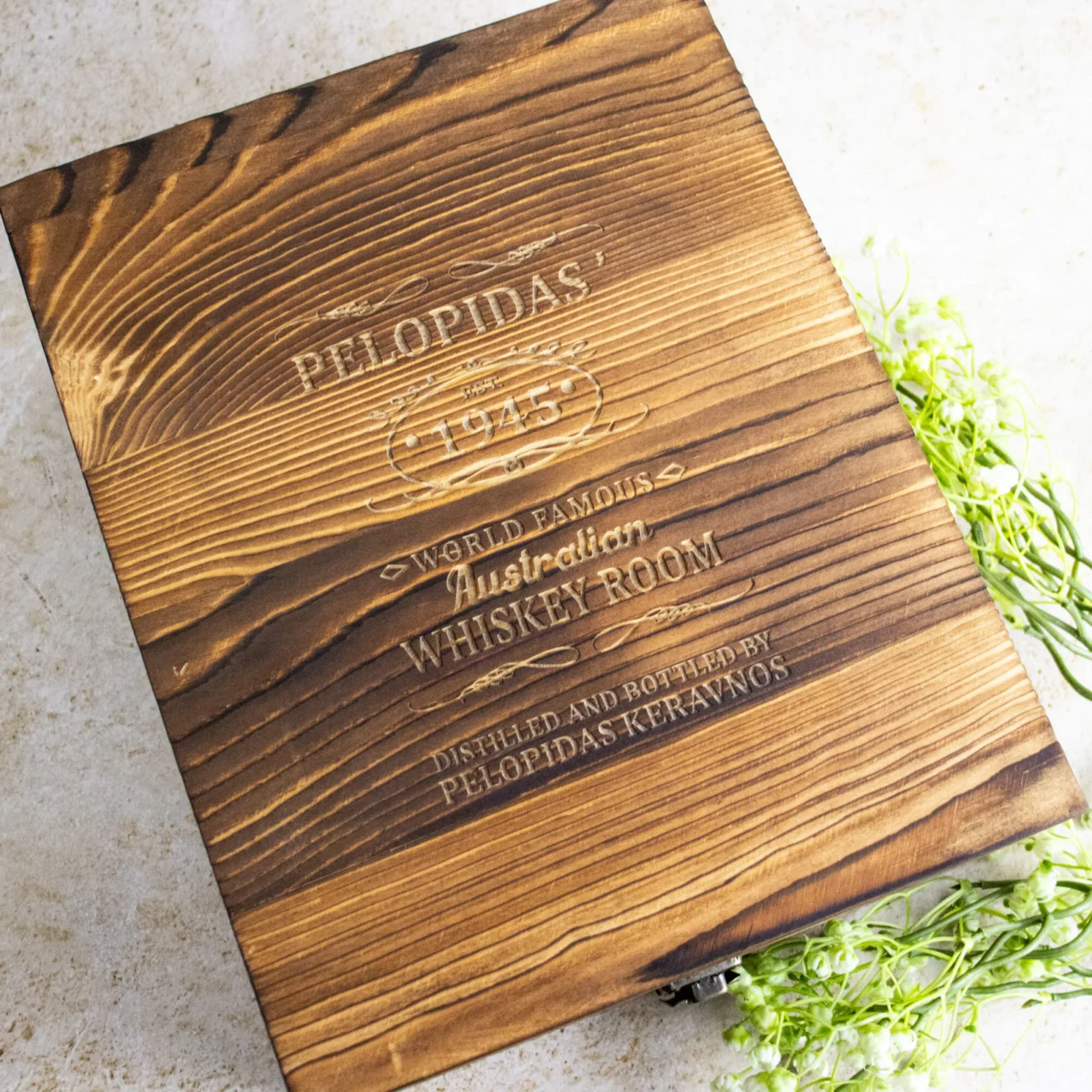 Personalised Whiskey Vintage Boxed Decanter Set With Two Glasses