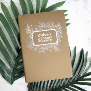 White floral wedding planner notebook