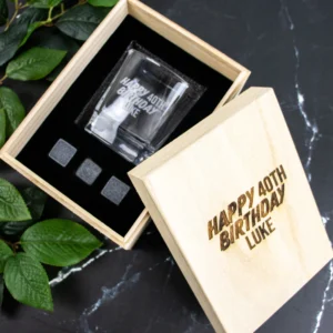 Birthday Boxed Scotch Glass Set with Whiskey Stones