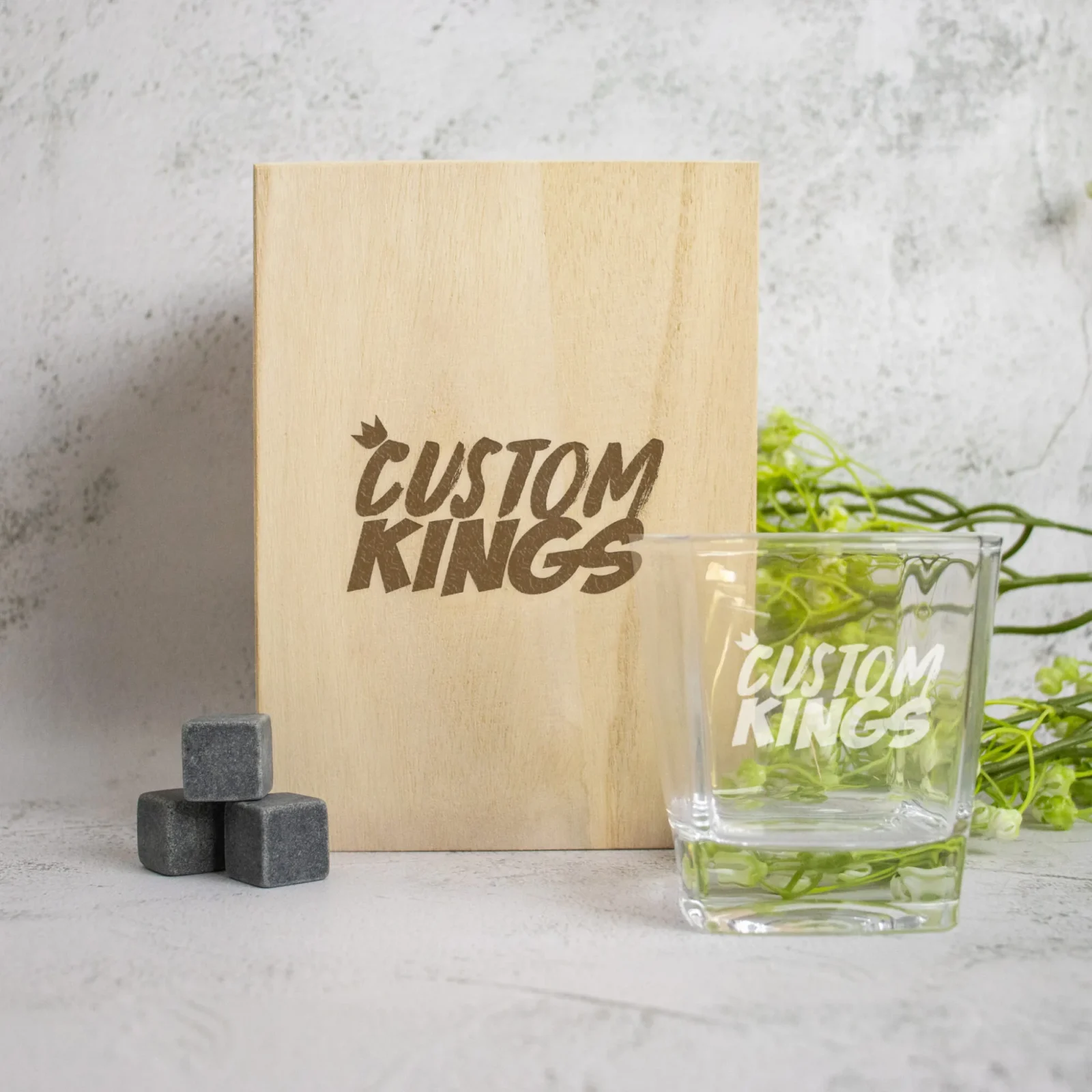 Corporate Boxed Scotch Glass Set with Whiskey Stones