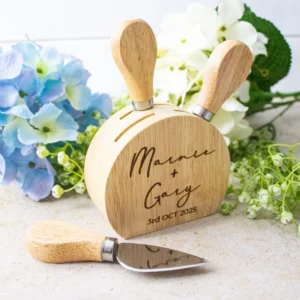 Couples 4 Piece Engraved Cheese Knife Set