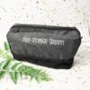 Embroidered grey toiletries bag