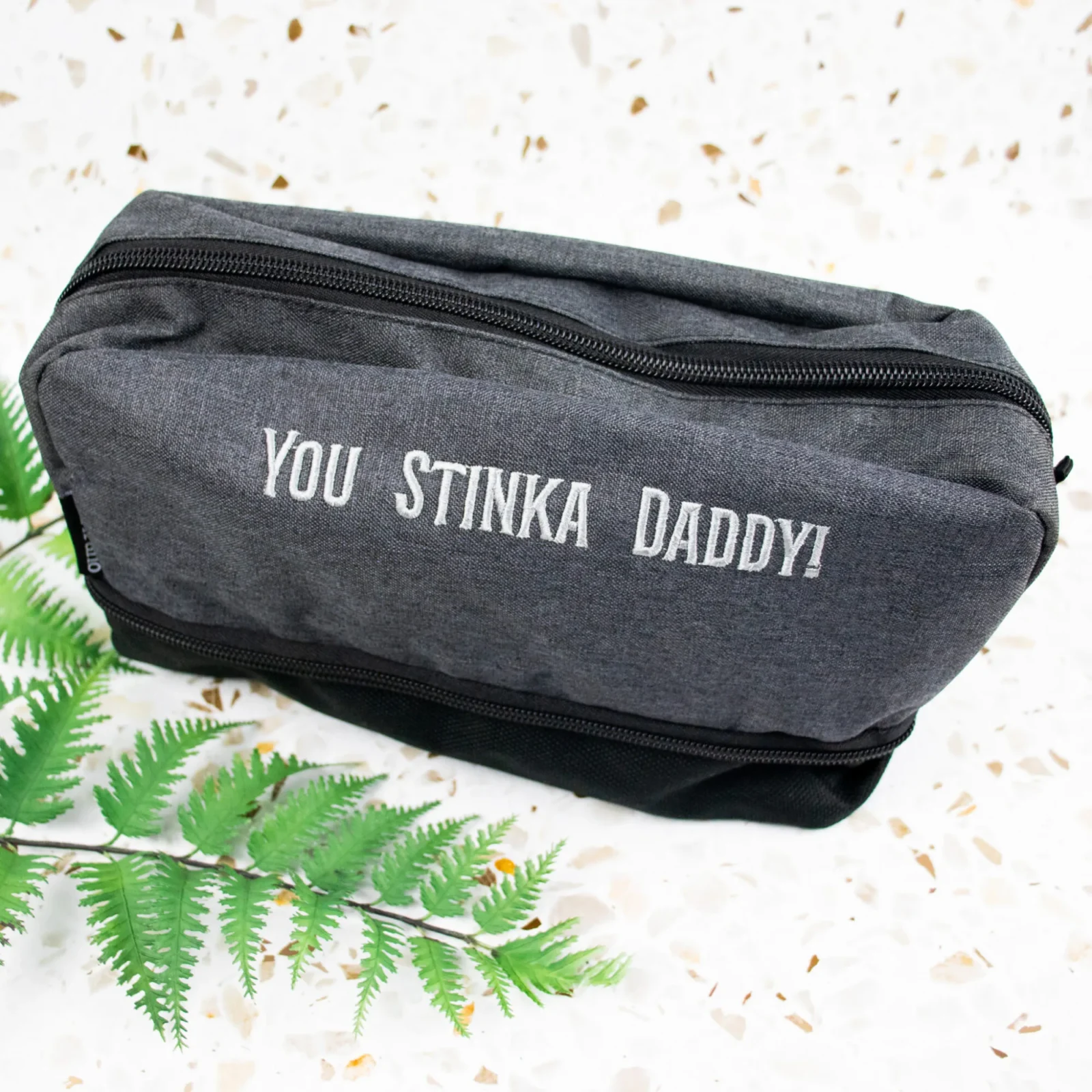 Embroidered Grey Toiletries Bag