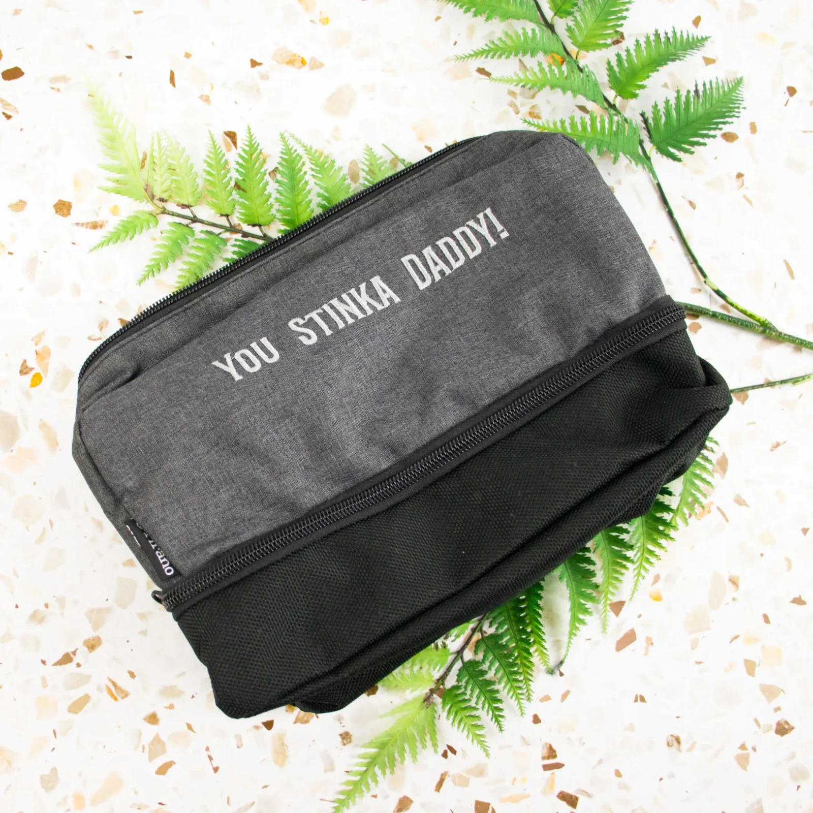 Embroidered Grey Toiletries Bag