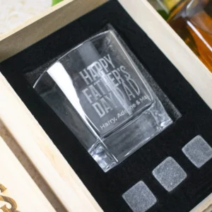 Father's day boxed scotch glass set with whiskey stones