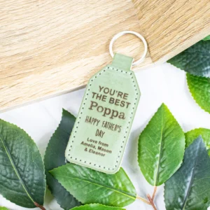 Father's day green leatherette keychain
