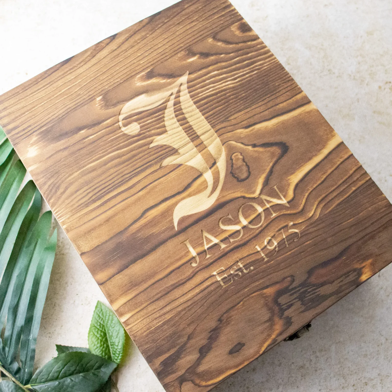 Monogram Boxed Vintage Decanter Set With Two Glasses