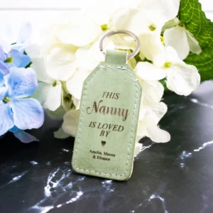 Mother's Day Green Leatherette Keychain