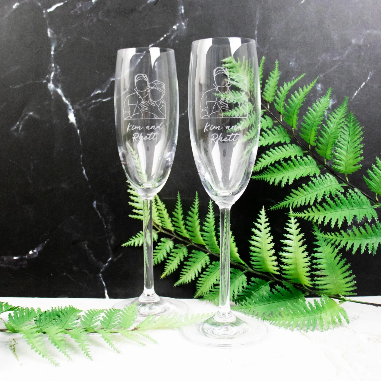 Couples Wedding or Engagement Champagne Flutes