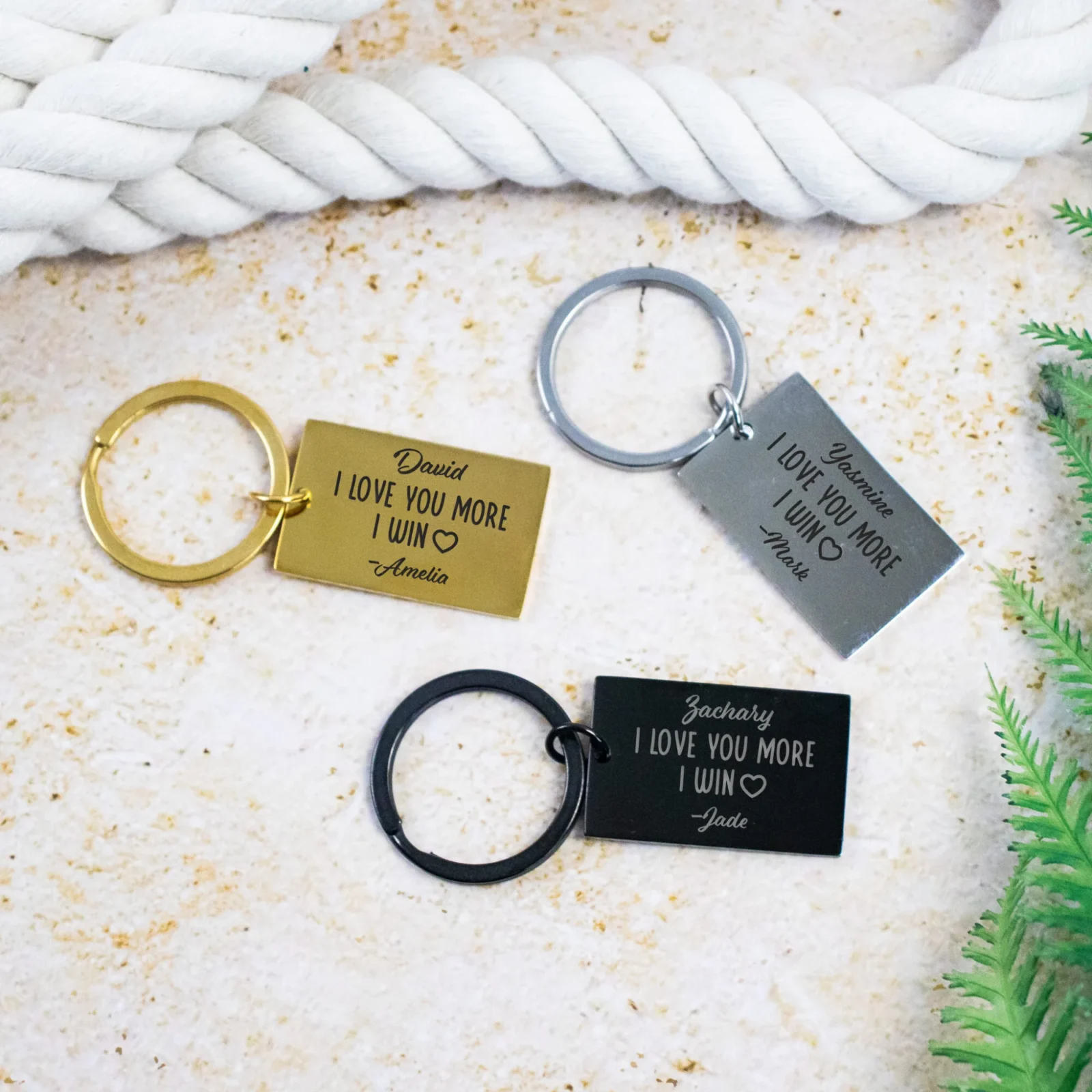 I Love You More Metal Bar Keyring group