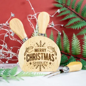 Merry christmas cheese utensil block