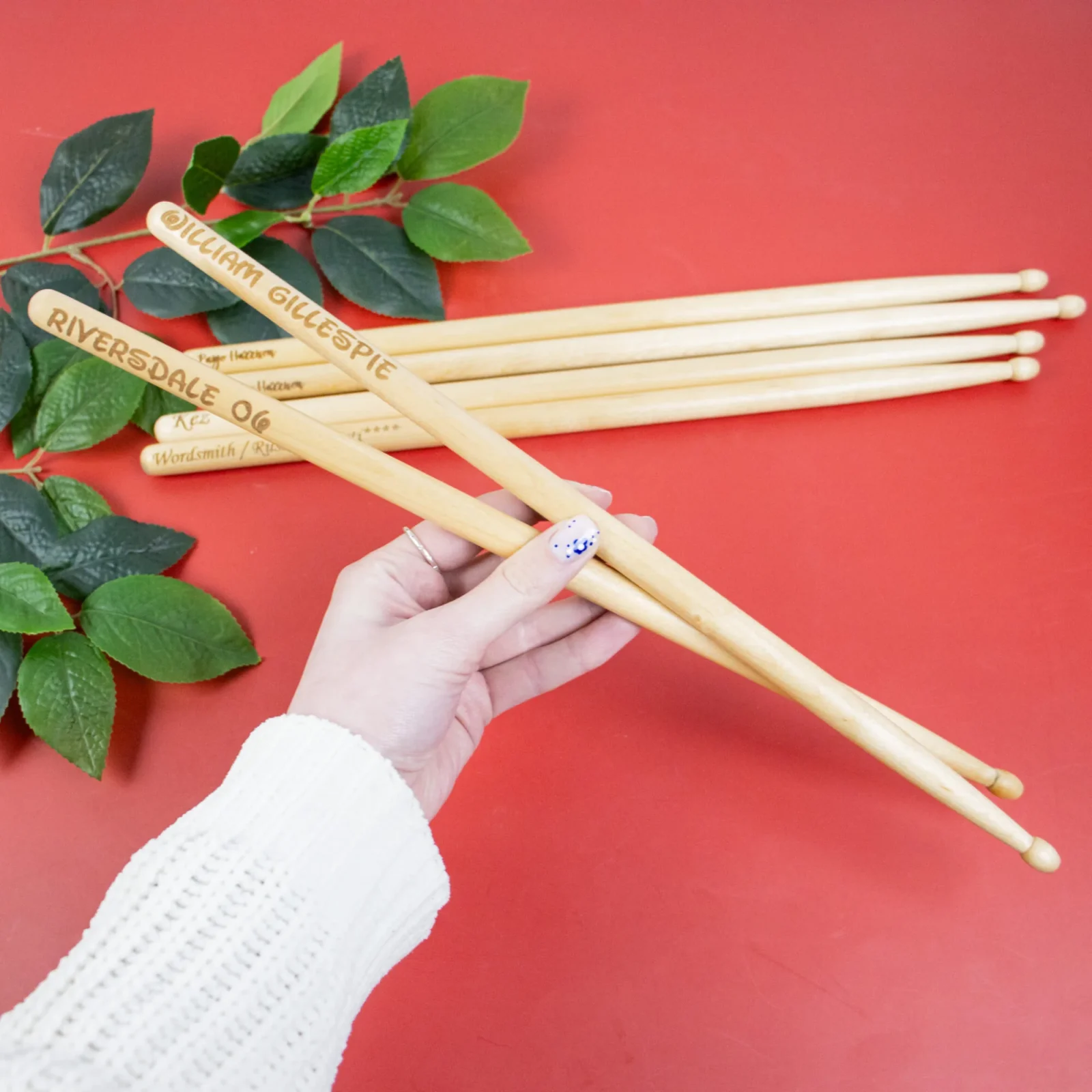 Personalised Engraved Wood Drumsticks Pair