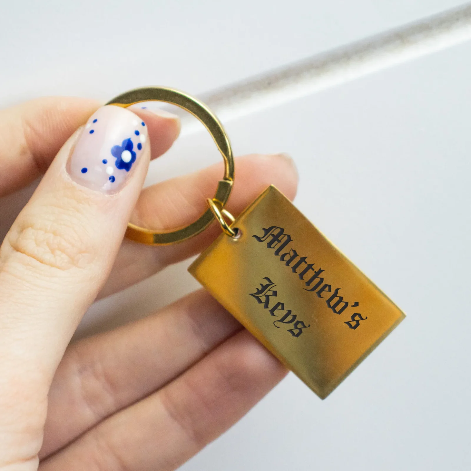 Personalised Metal Bar Keyring in Varying Stainless Steel Colours