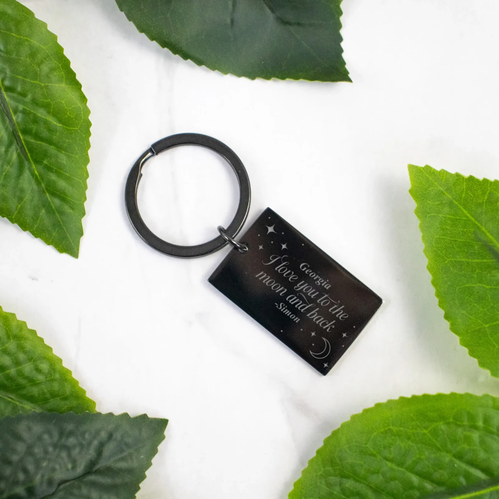 To The Moon And Back Metal Bar Keyring