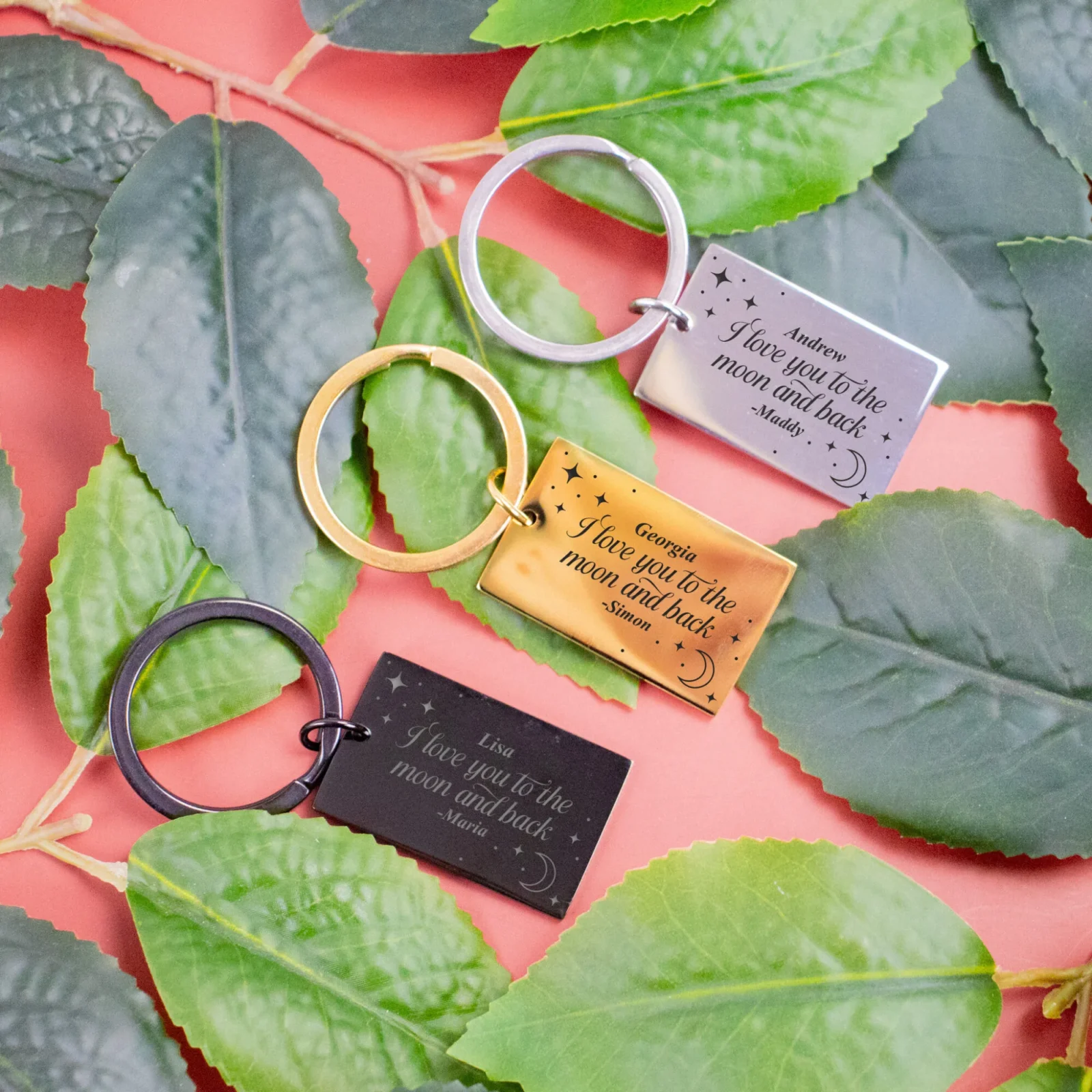 To The Moon And Back Metal Bar Keyring