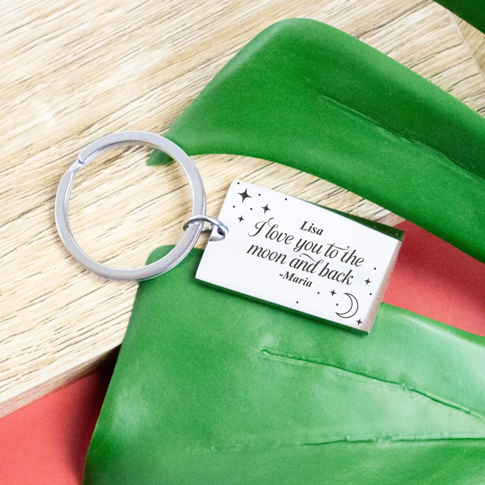 To The Moon And Back Metal Bar Keyring