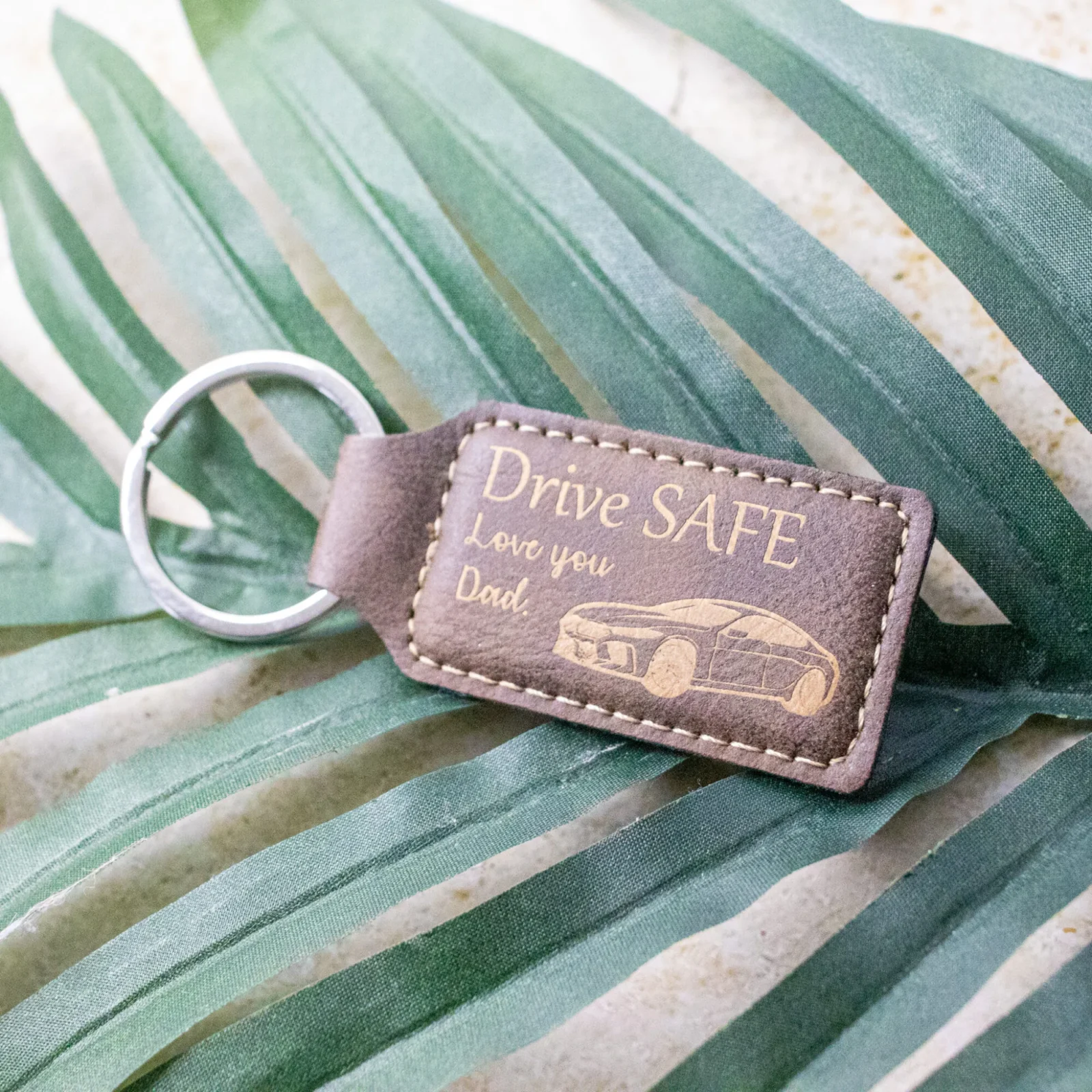 Vegan Leatherette Drive Safe Keychain