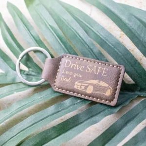 Vegan leatherette drive safe keychain