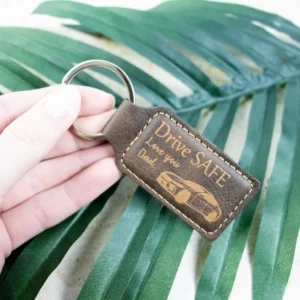 Vegan leatherette drive safe keychain