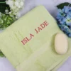 Apple Green Embroidered Bath Towel