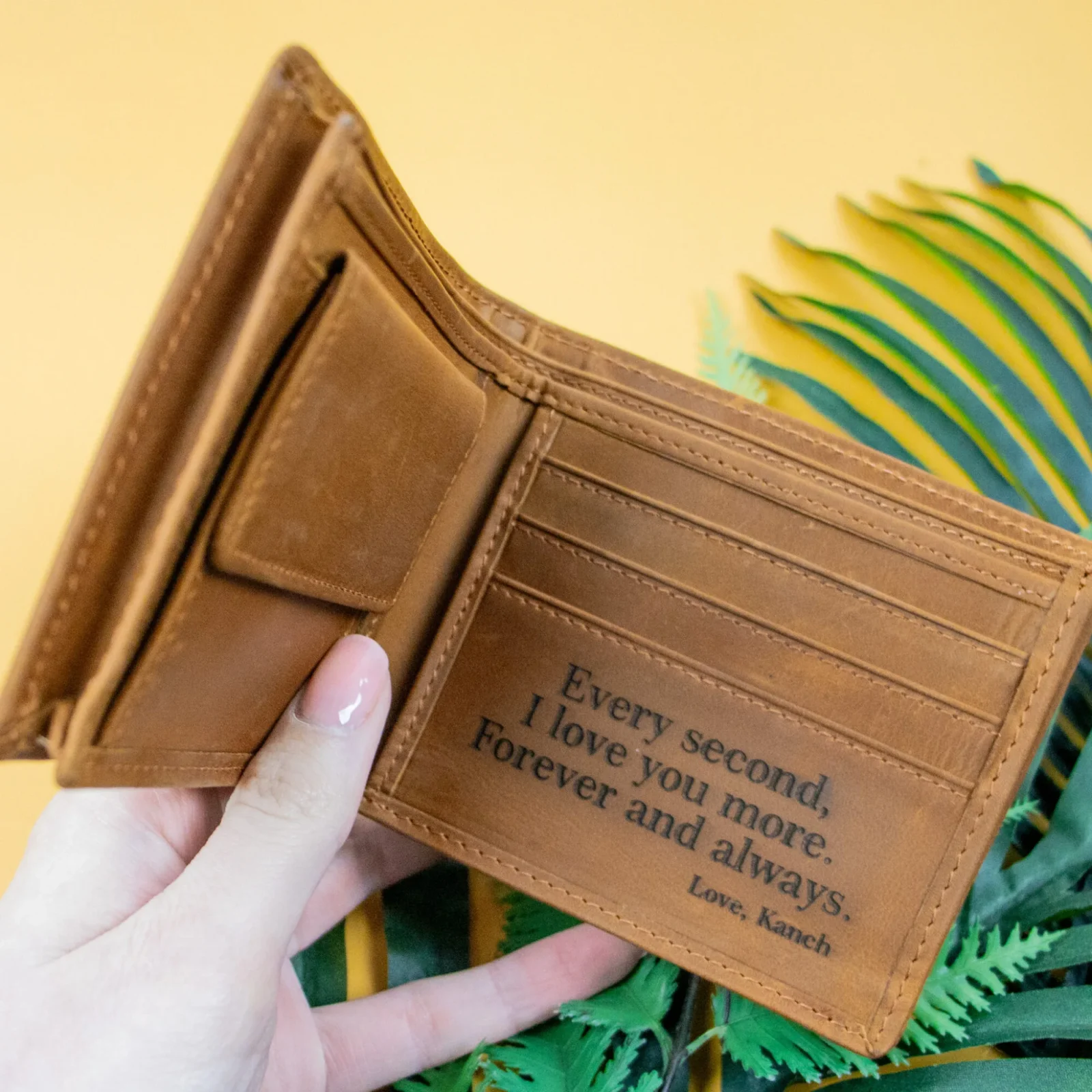 I love you Always Coffee Genuine Leather Wallet