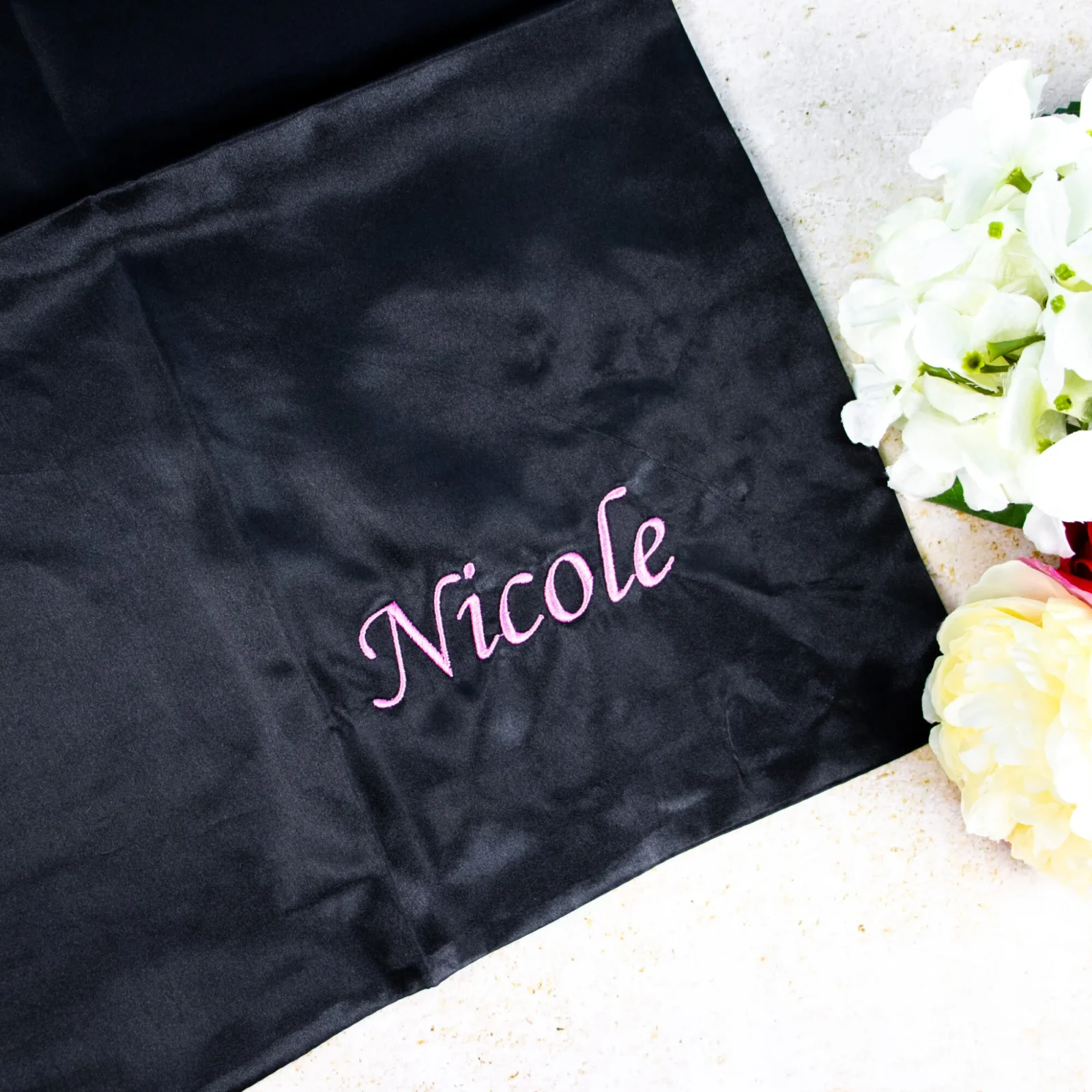Personalised Satin Embroidered Pillow Case