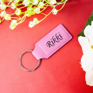 Rectangle vegan leather engraved keychain