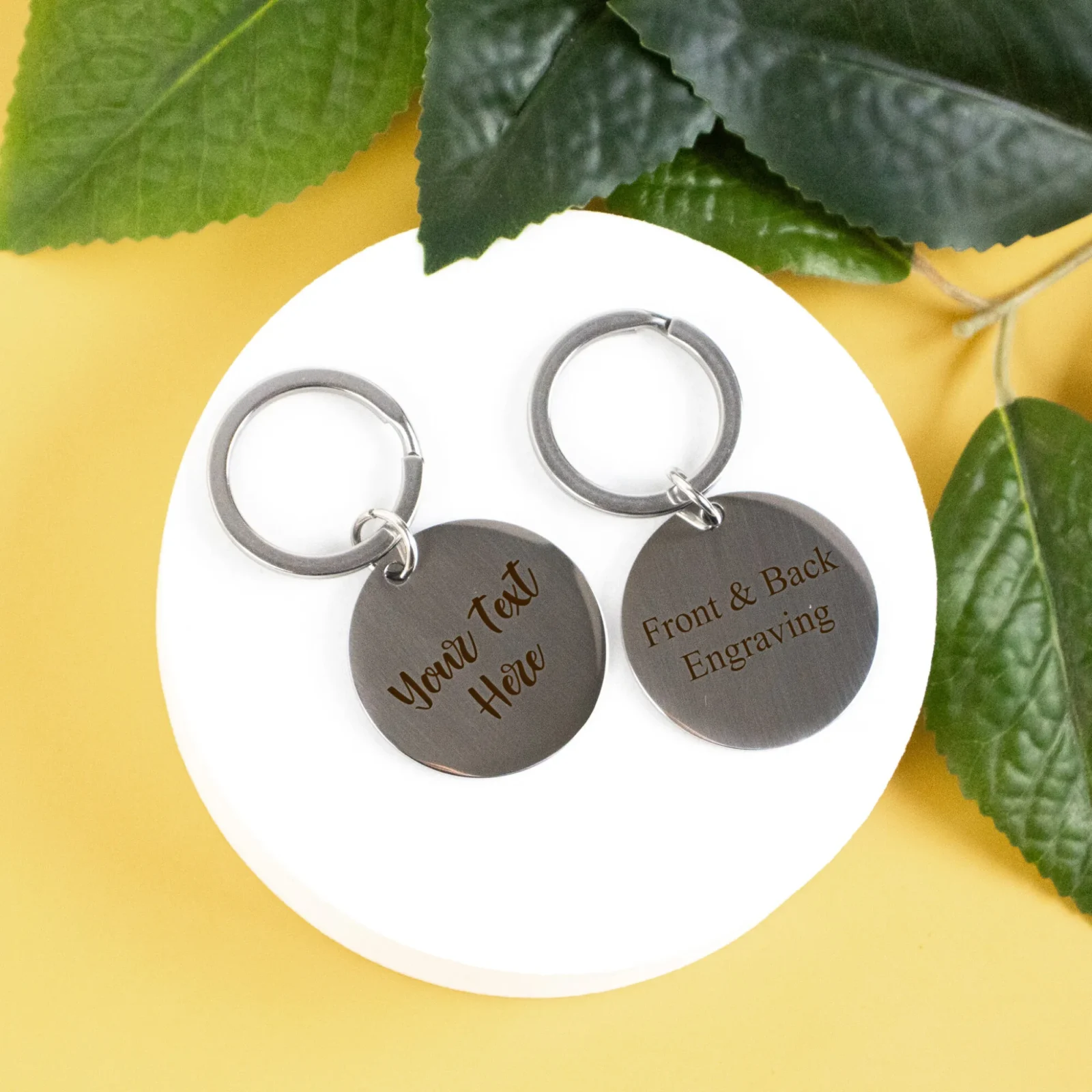 Round Personalised Metal Keychain