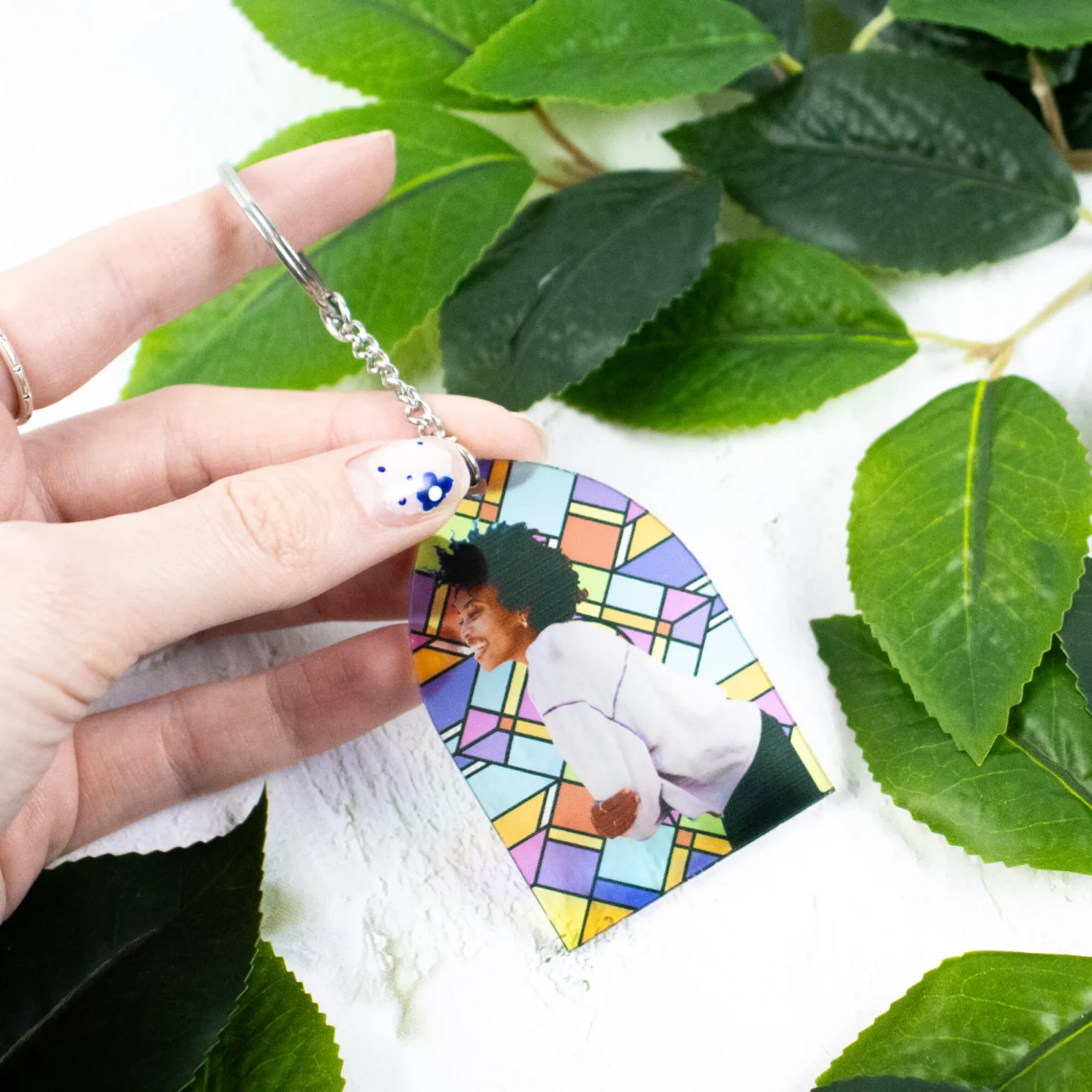 Stained Glass Photo Arch Keychain