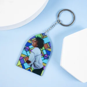 Stained glass photo arch keychain