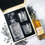 Traditional Boxed Vintage Decanter Set With Two Glasses