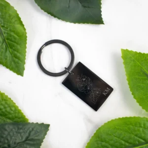 Birth flower metal bar keyring
