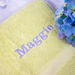 Apple Green Embroidered Bath Towel