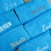Aqua Embroidered Bath Towel