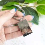 Birth Flower Metal Bar Keyring